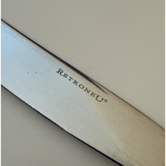 Retroneu Laurel Honeycomb Dinner Knives Set of 4 Stainless Flatware - Picture 5 of 6